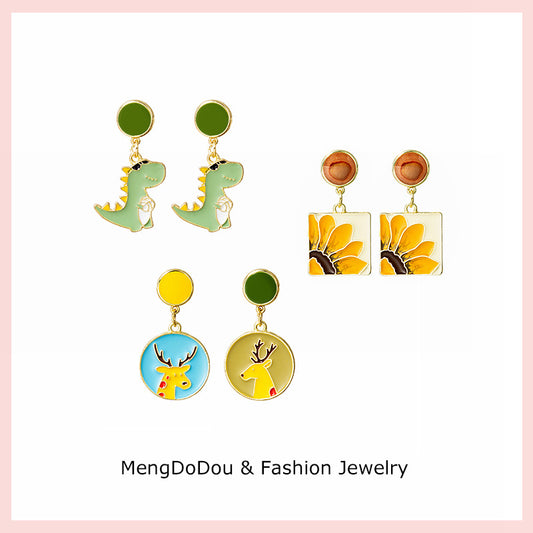 Alloy cartoon deer dinosaur earrings MYA-MDD142