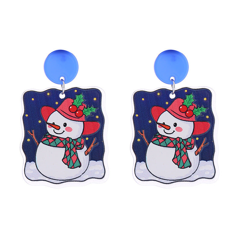 Acrylic Santa Claus Snowflake Earrings (Minimo de Compra 2) MIC-ChouT042