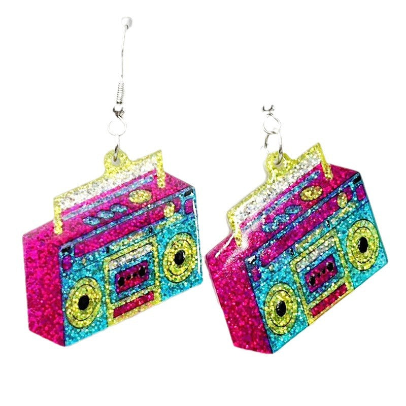 Alloy acrylic oil gloss magnetic tape earrings (Minimo de compra 2) MIC-HeY005