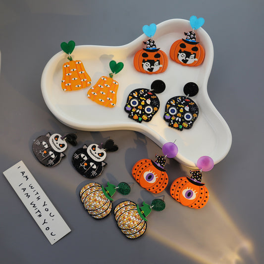 Acrylic Pumpkin Halloween Earrings MIC-HongC028