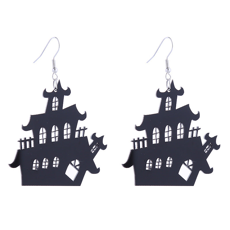 Acrylic Spider Web Ghost House Earrings (Minimo de Compra 2) MIC-ChouT035