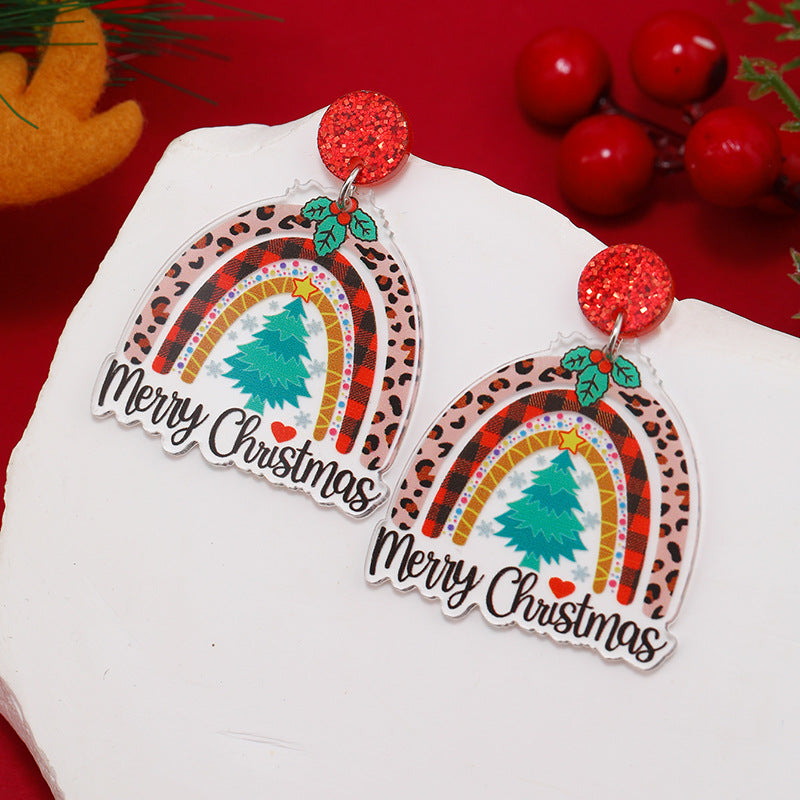 Alloy Christmas Hat Rainbow Earrings MIC-KaiQ037