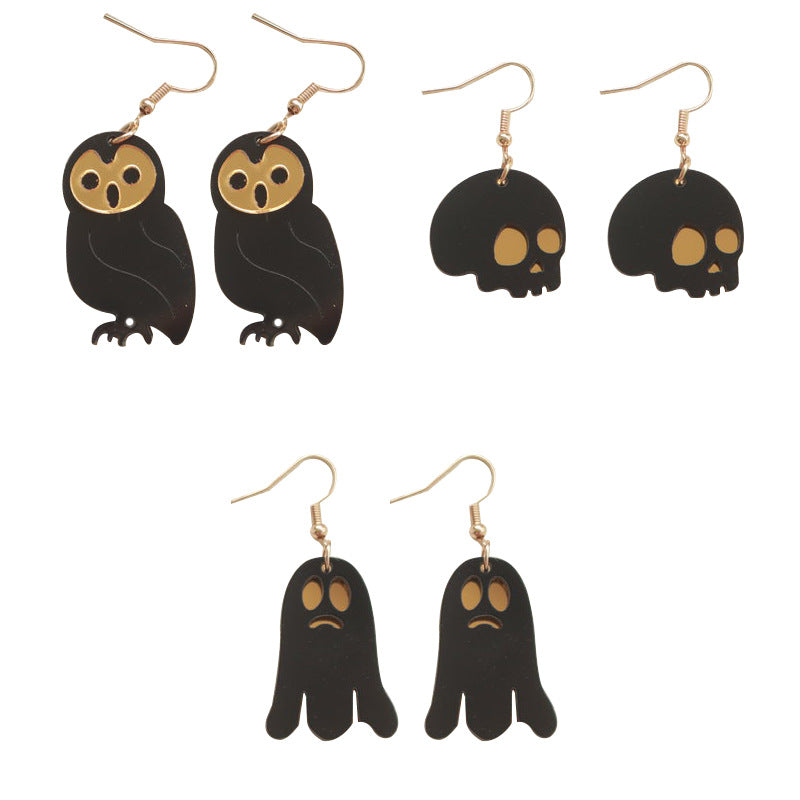 Acrylic Halloween Ghost Owl Earrings (Minimo de Compra 3) MIC-OuG055