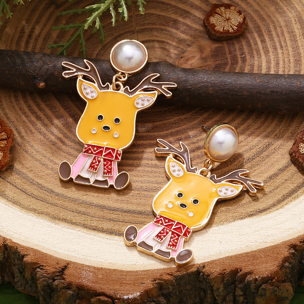 Alloy Cute Colored Drip Oil Elk Earrings MIC-ManY083