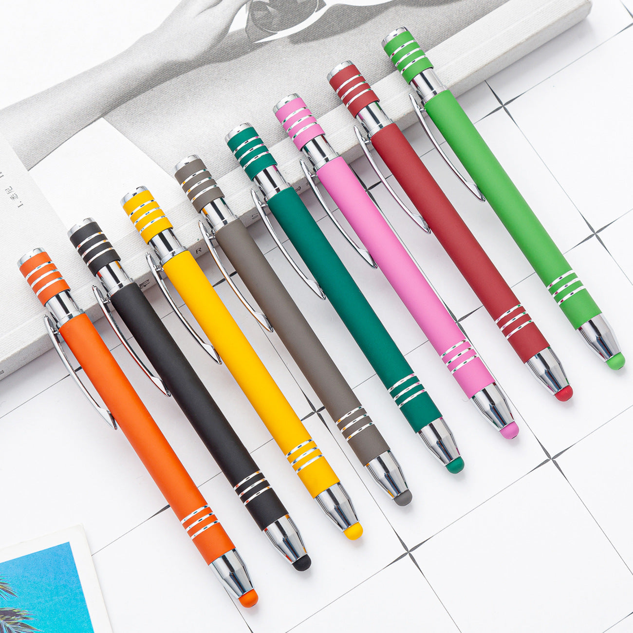 Ballpoint Pen Metal Spray Glue Touch Screen Push Aluminum Bar Pen JingL003