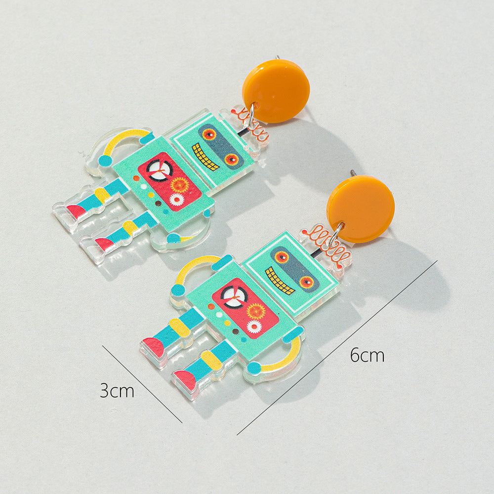 Acrylic Robot Art Earrings (Minimo de Compra 2) MIC-BeiQ004