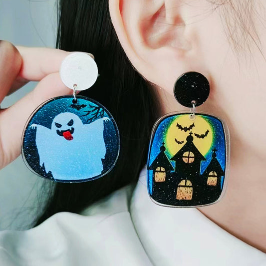 Acrylic Halloween Pumpkin Tomb Earrings (Minimo de Compra 2) MIC-DuA028