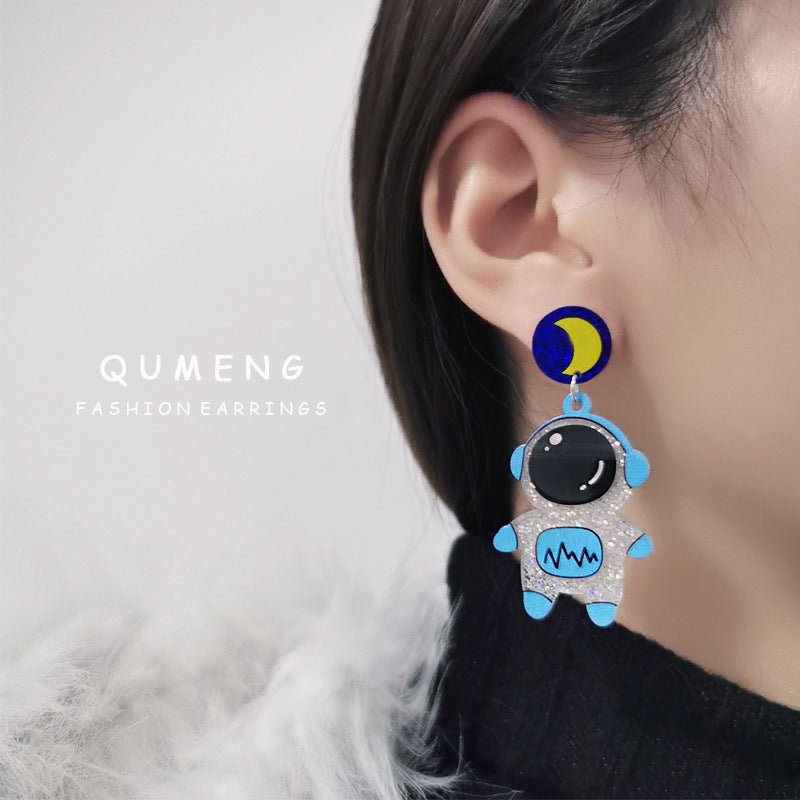 Acrylic cartoon astronaut rocket earrings (Minimo de Compra 2) MIC-QingM011