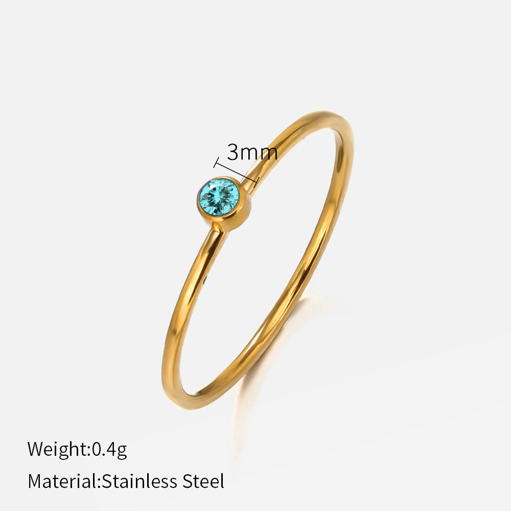 Stainless steel gold-plated colored diamond ring （Minimo de compra 2） MYA-chenH011