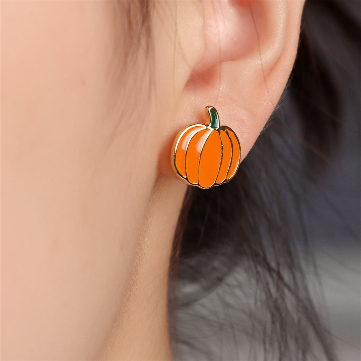 Alloy orange pumpkin Halloween earrings MIC-LvK001