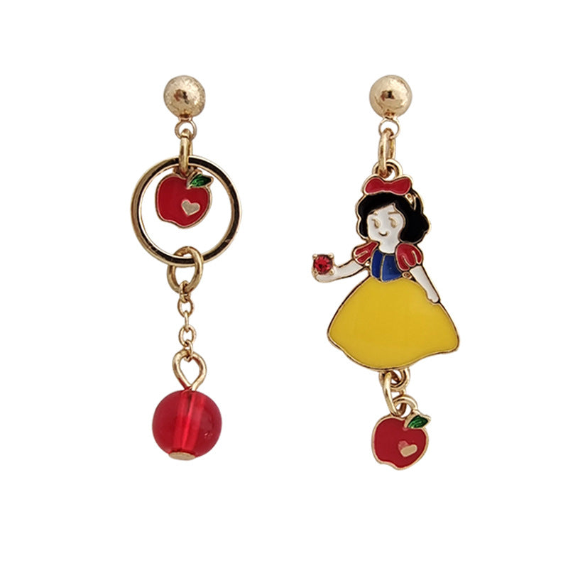 Alloy Dropping Oil Cute Princess Asymmetric Earrings (Minimo de Compra 2) MIC-BLD038