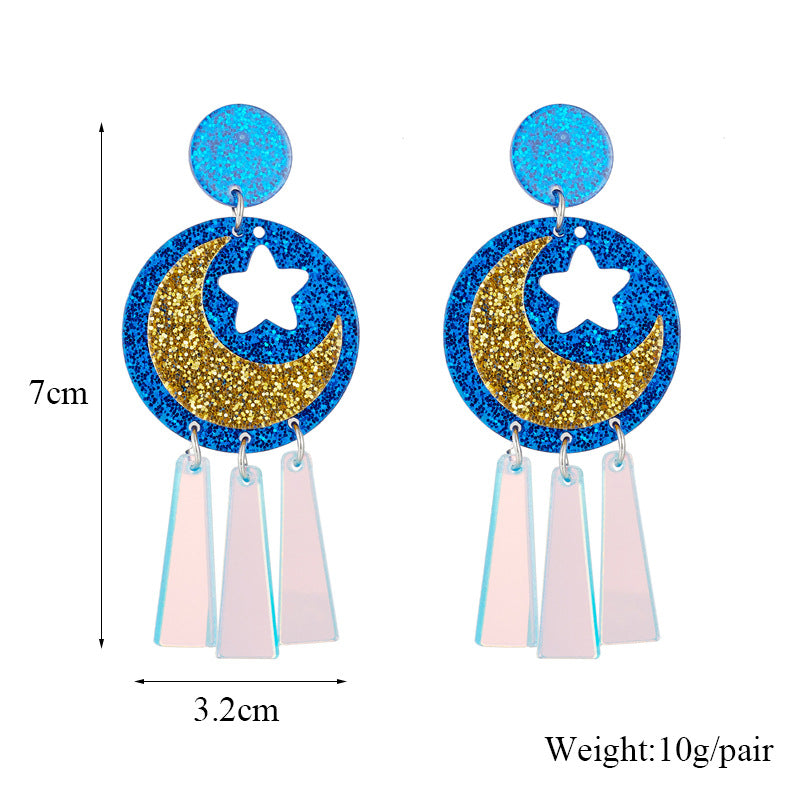 Acrylic circular geometric star earrings MYA-XiY001