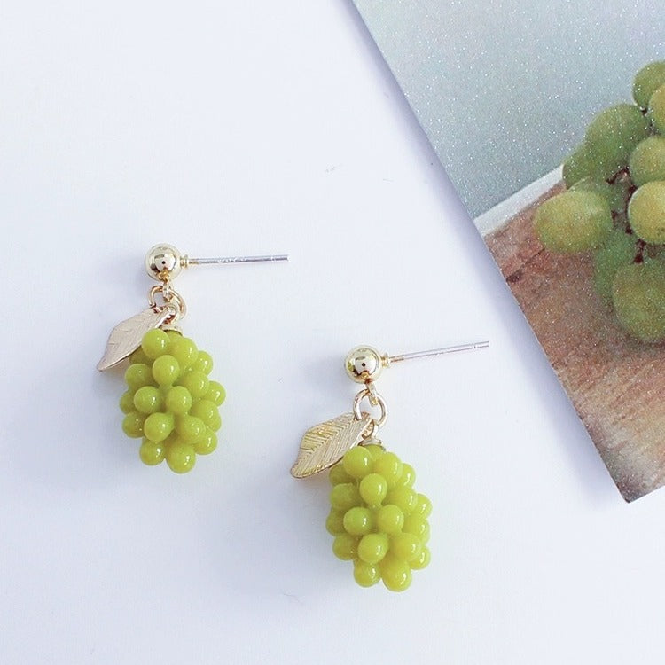 Alloy green grape earrings (Minimo de compra 3) MIC-GuanY011