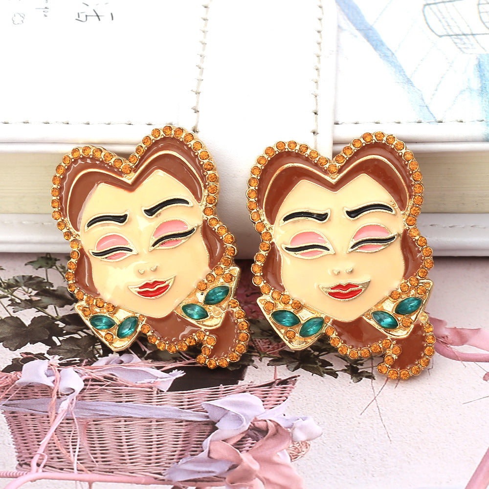 Alloy diamond inlaid cartoon character earrings MIC-ManY035