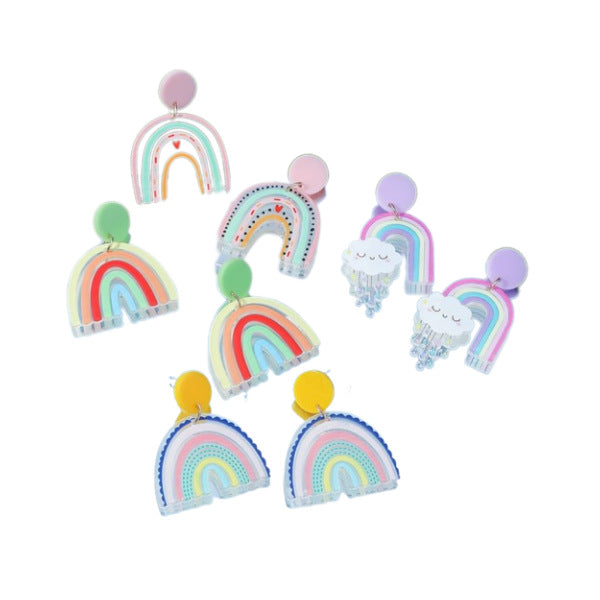 Acrylic Colorful Rainbow Cloud Earrings (Minimo de Compra 2) MIC-QiShang003