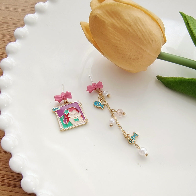 Alloy cartoon mermaid princess earrings (Minimo de Compra 2) MIC-BLD071