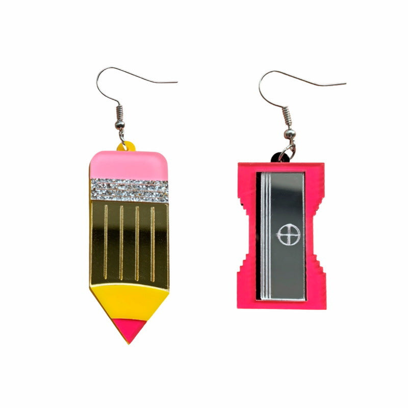 Acrylic asymmetric sharpener earrings MIC-XueP145