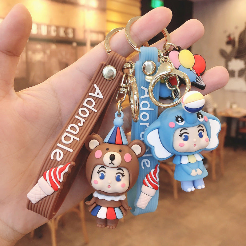 PVC cartoon circus elephant keychain MIC-FeiR002