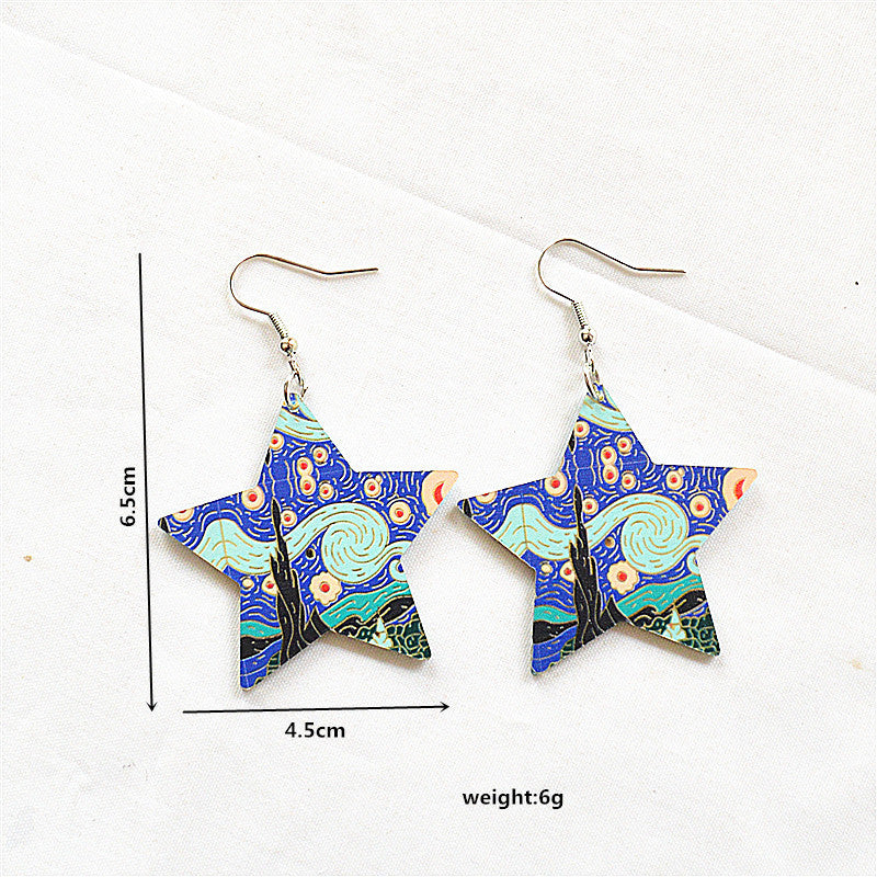 Acrylic Van Gogh artwork element earrings MIC-XieN061