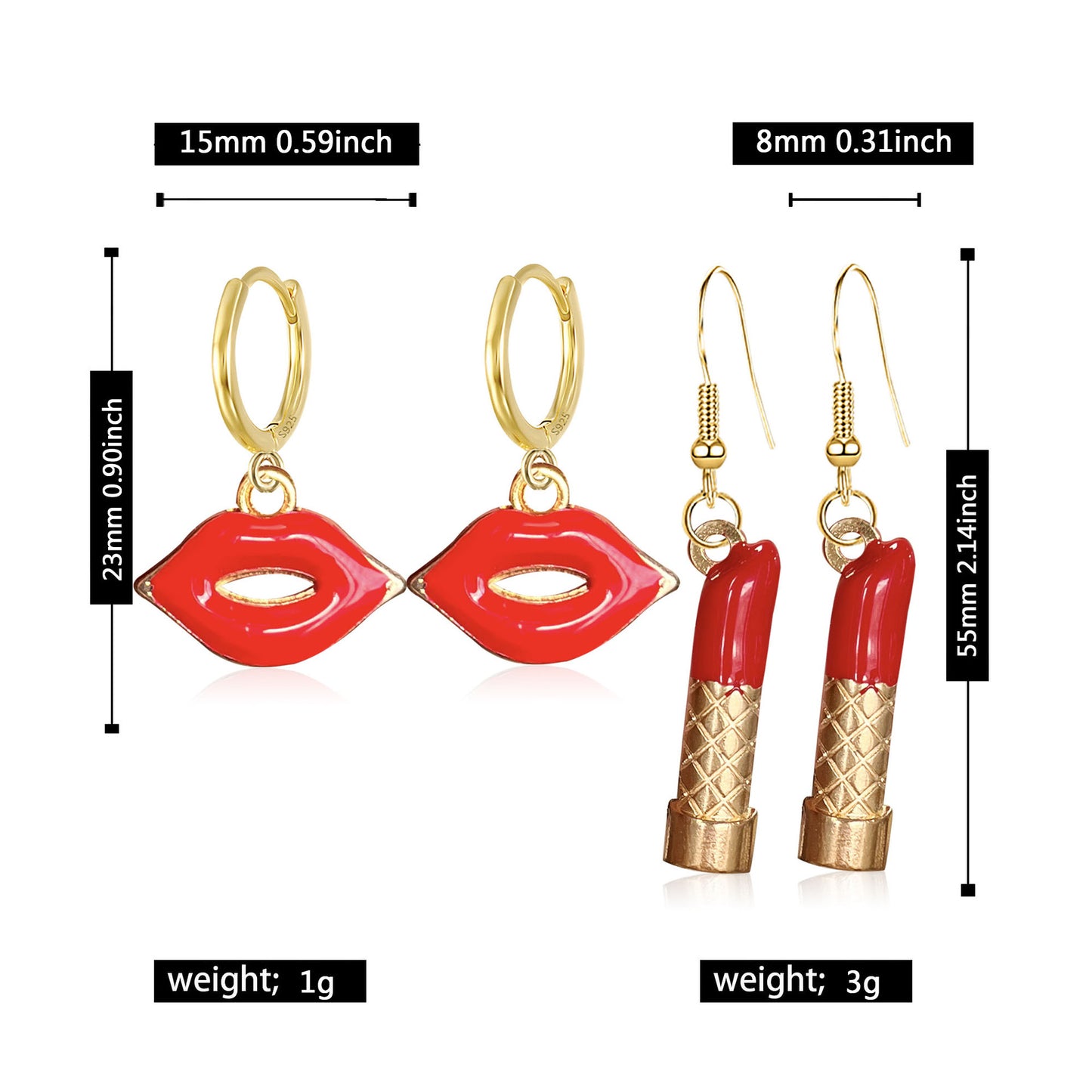 Acrylic Mini Red Lip Lipstick Earrings (Minimo de Compra 2) MYA-YunXi005