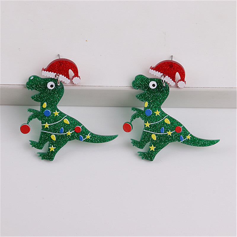 Acrylic Dinosaur Fashion Snowflake Earrings MYA-ChouD029