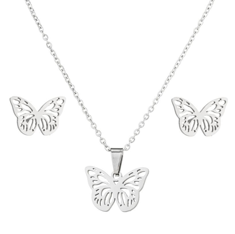 Stainless steel chain Butterfly design stainless steel set necklace SS032