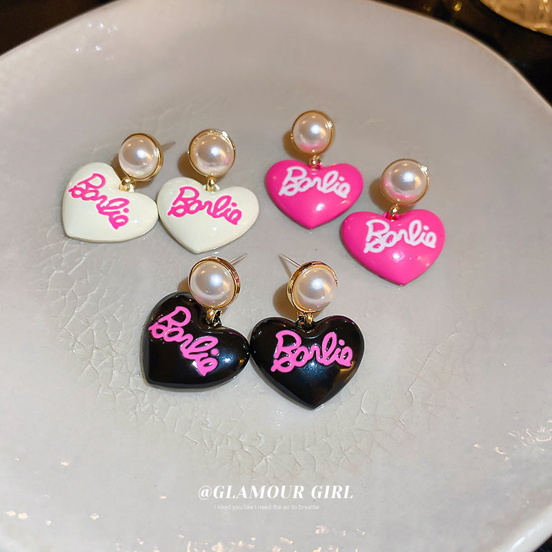 Alloy English Letter Pearl Dropping Oil Earrings (Minimo de Compra 2) MIC-BY004