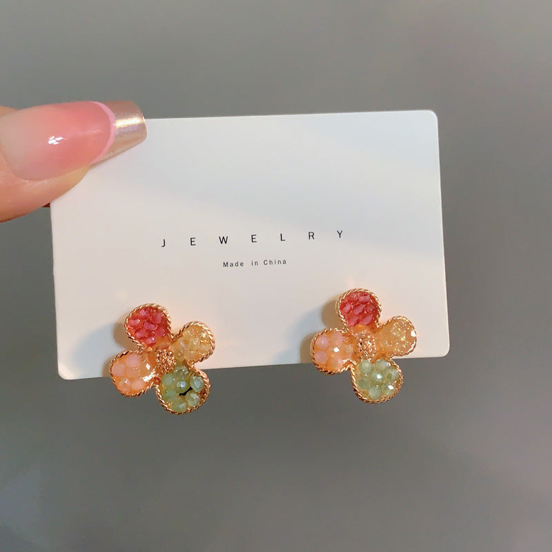 Alloy colored flower earrings (Minimo de compra 2) MIC-YBY012