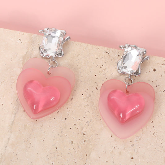 Alloy Pink Love Earrings (Minimo de compra 5) MIC-YiRan003