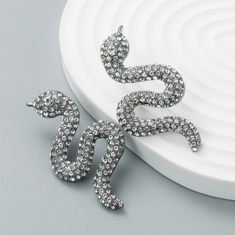 Alloy new full diamond snake shaped earrings (Minimo de Compra 2) MIC-HeM014