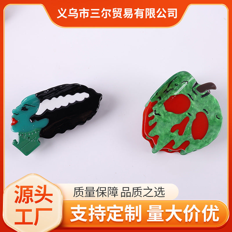 Plastic Halloween Apple Skull Hair Clip (Minimo de Compra 2) MIC-SanE002