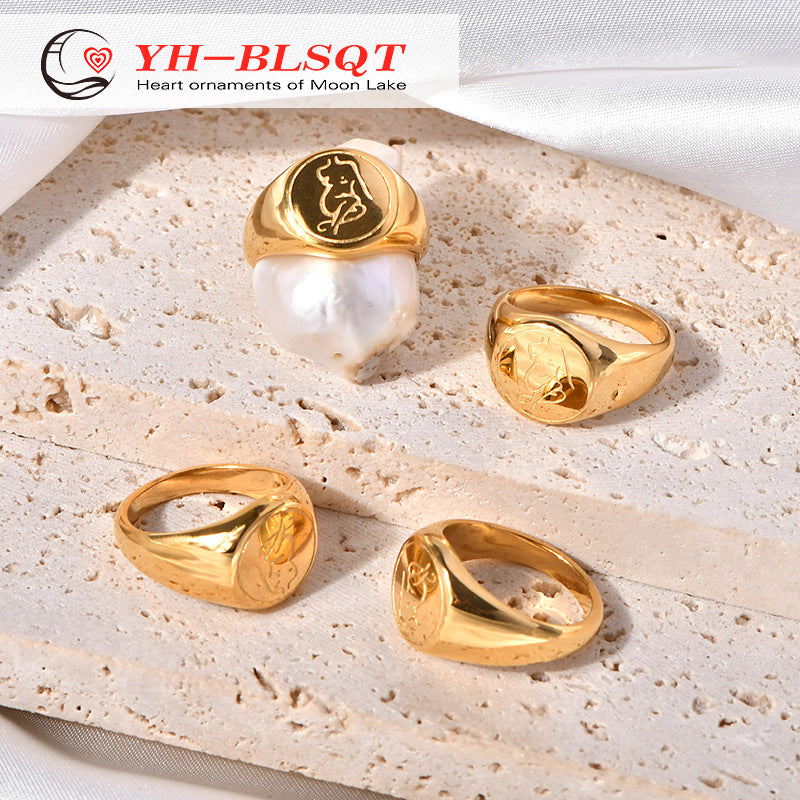 Stainless steel gold-plated badge seal ring MYA-YHZX012