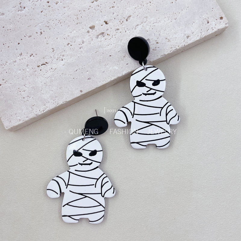 Acrylic Halloween Mummy Earrings (Minimo de Compra 3) MIC-OuG049