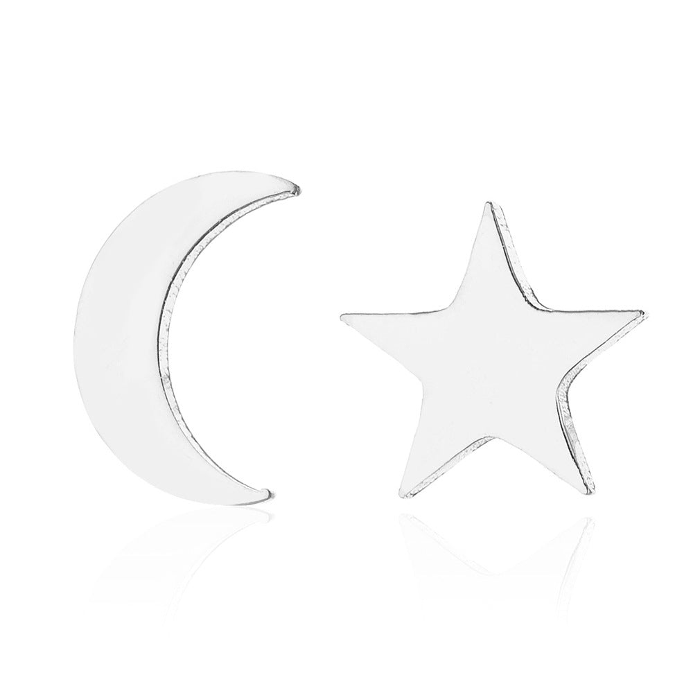 Stainless Steel Pentagram Moon Earrings SS024