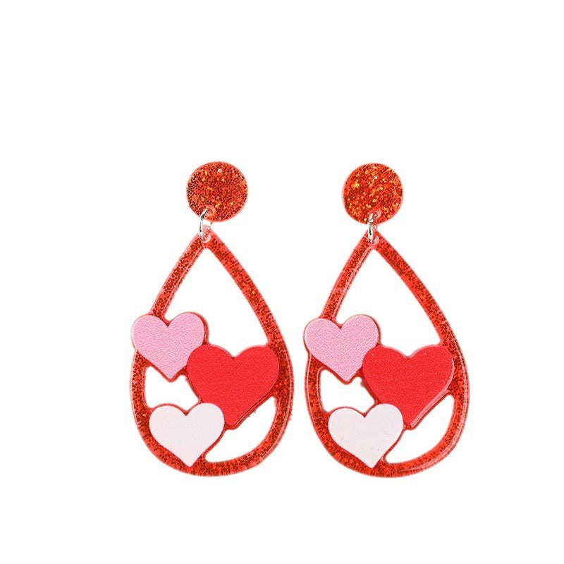 Acrylic Water Drop Love Earrings (Minimo de Compra 2) MIC-YueZ005