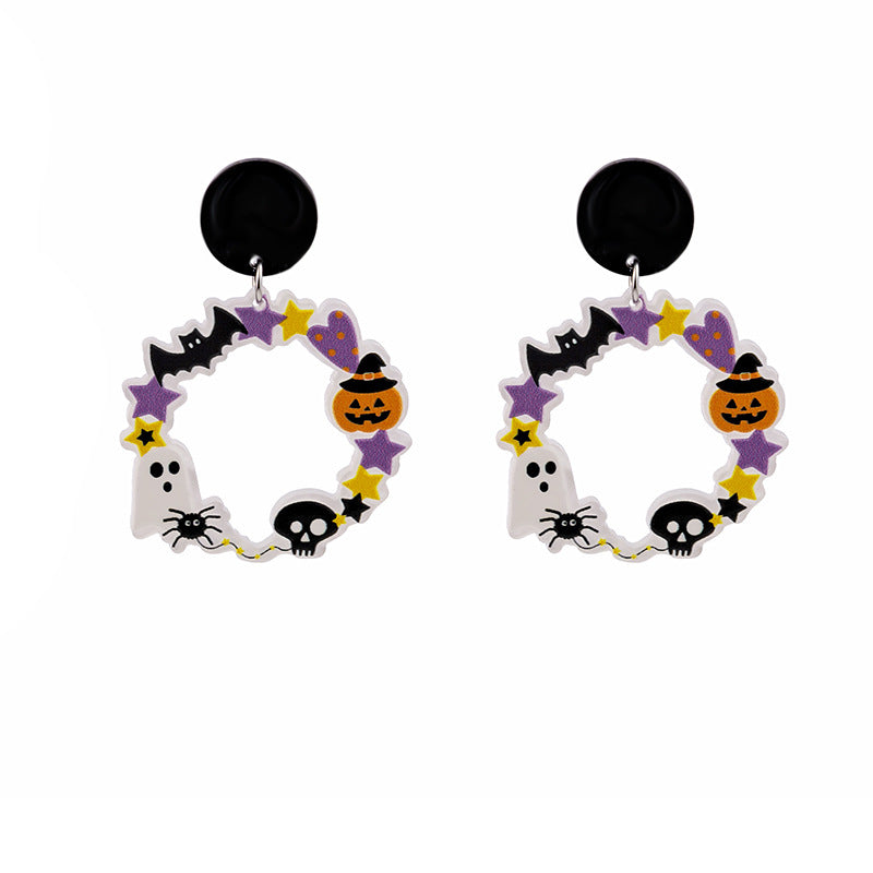 Acrylic Halloween Fun Pumpkin Head Earrings MIC-MDD048