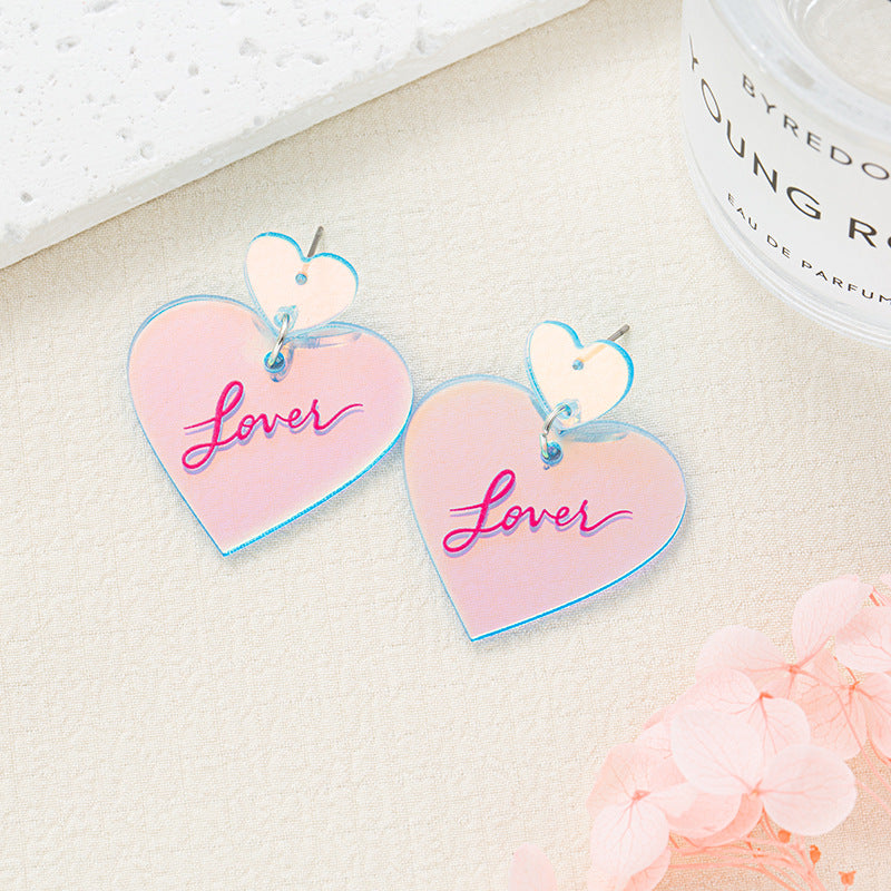 Alloy laser heart-shaped earrings MIC-JiaY021