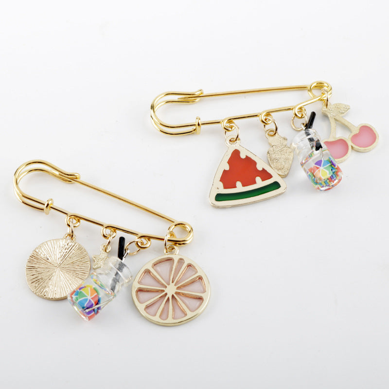 Alloy summer fruit series brooch MIC-AiWen021