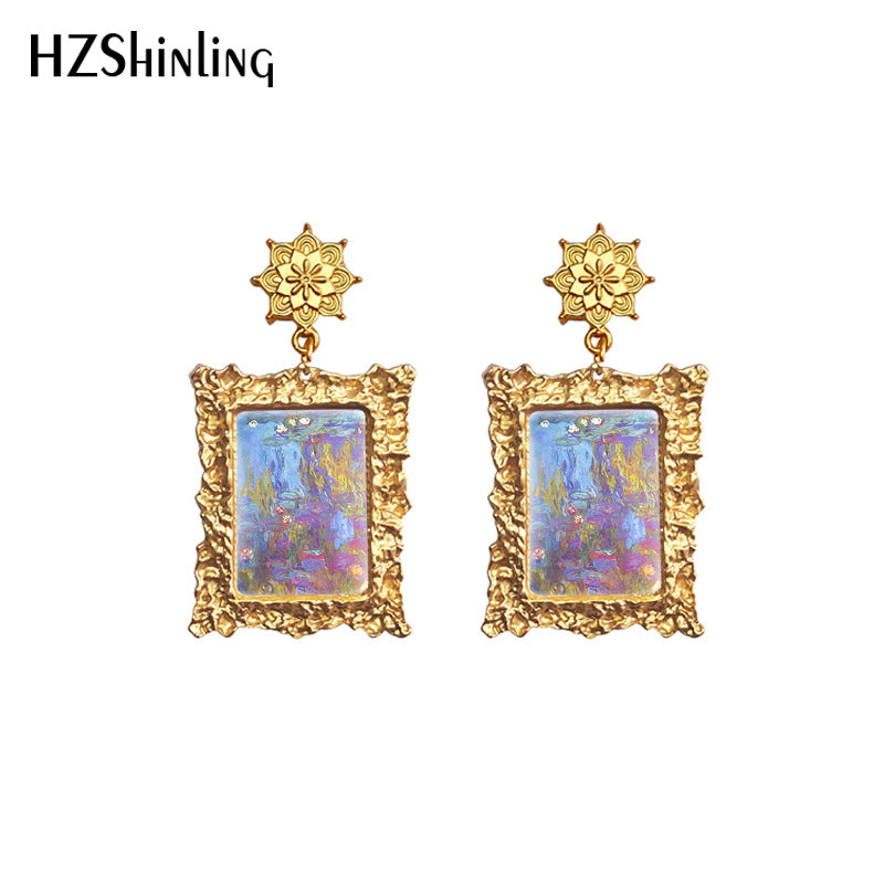 Alloy Vintage Picture Frame Earrings (Minimo de compra 5) MIC-XiangL058