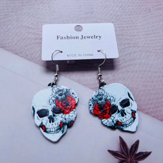 Acrylic Rose Skeleton Earrings MYA-ChiC025