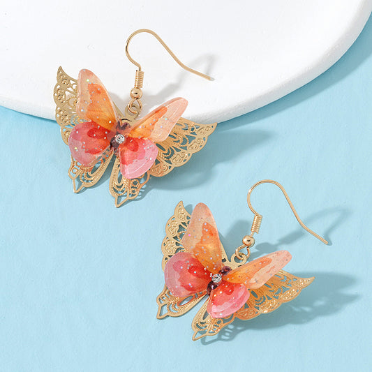 Alloy colored butterfly earrings MIC-AYN017