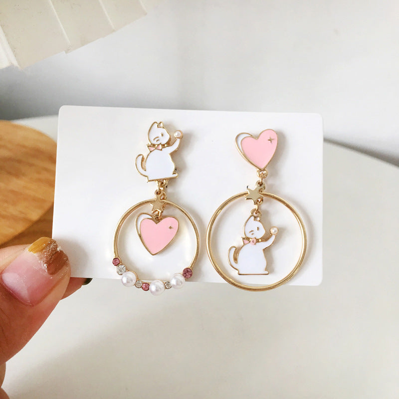 Alloy asymmetrical animal earrings MYA-FanY002