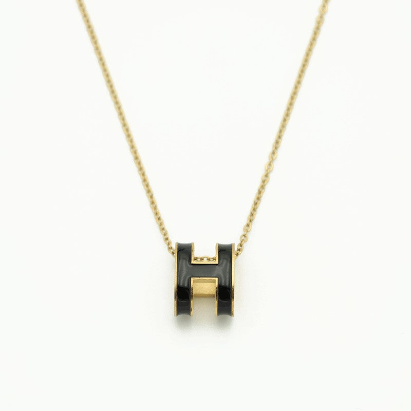 Stainless steel gold-plated letter H necklace MYA-XuanJ029