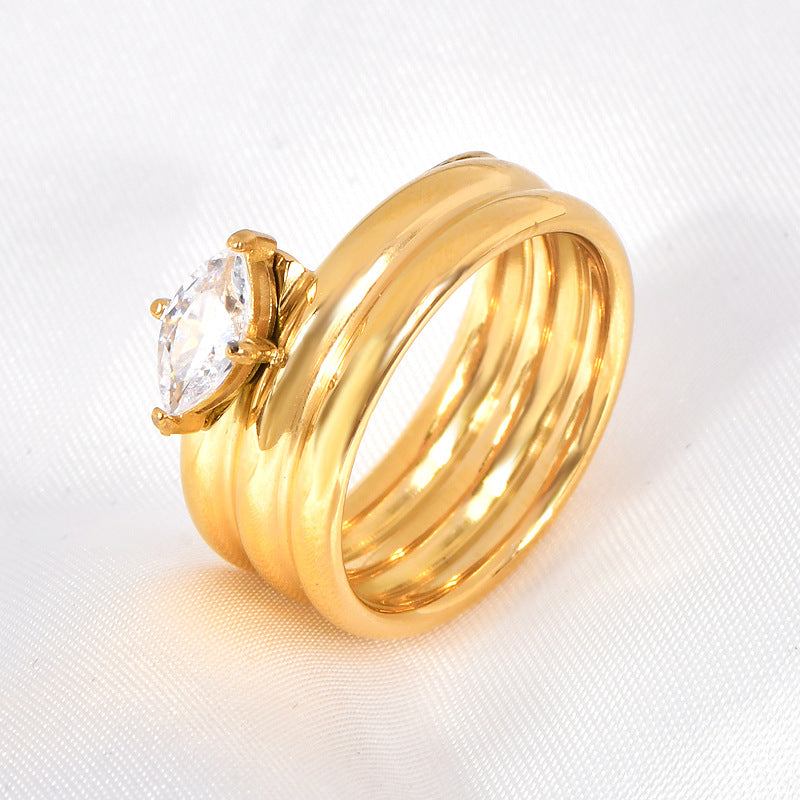 Stainless steel gold-plated multi-layer circle zircon ring MYA-YHZX006