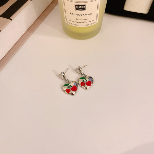 925 silver needle small cherry earrings MIC-KGG021