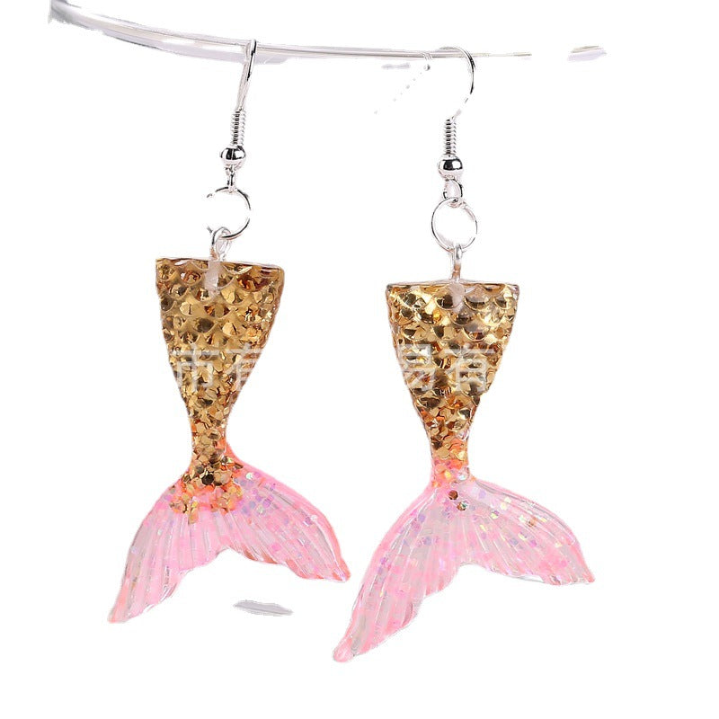 Acrylic sequin simulation mermaid earrings (Minimo de Compra 2) MIC-YouY015