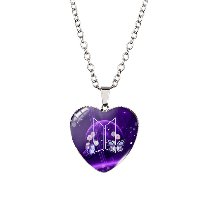 Alloy Time Gem Heart Necklace MIC-XiangL041