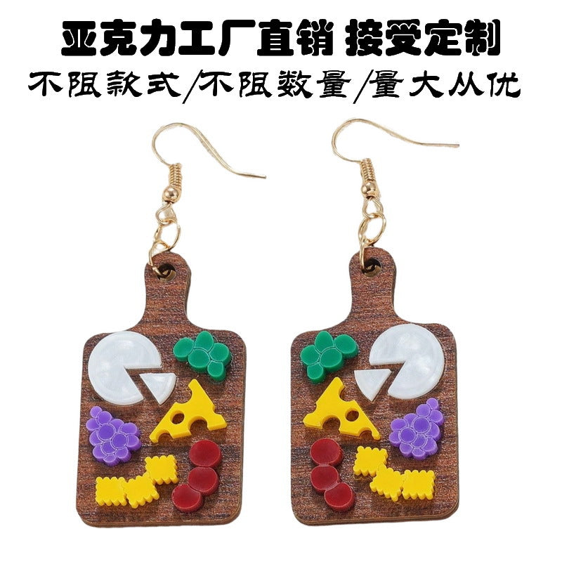 Acrylic Fruit Food Pizza Earrings MYA-XueP176