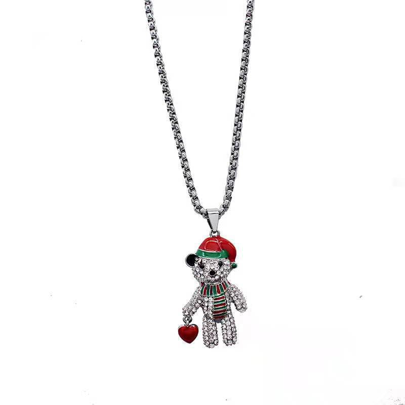 Necklaces Stainless Steel Christmas Red Heart Bear Minimo de compra 2 BaiYing003