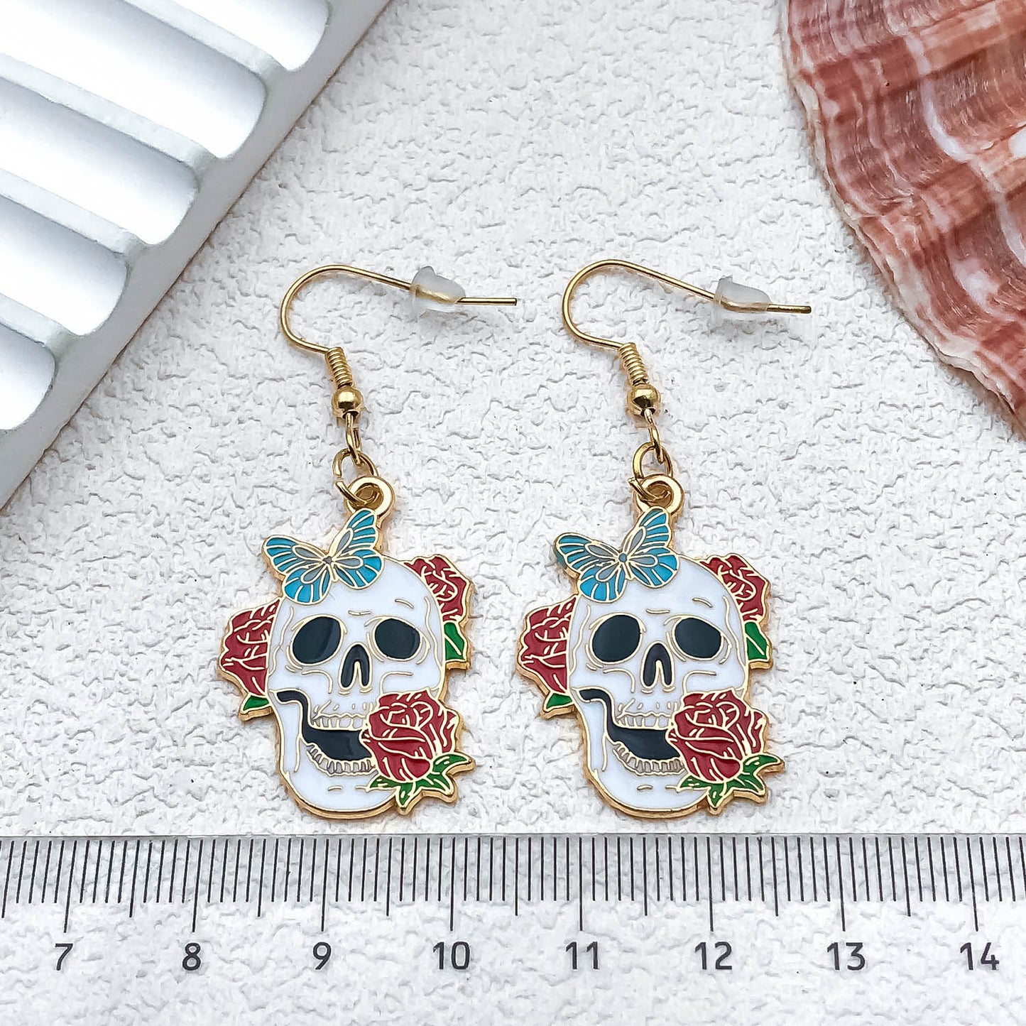 Alloy Halloween Skull Rose Earrings (Minimo de compra 5) MIC-OuL006